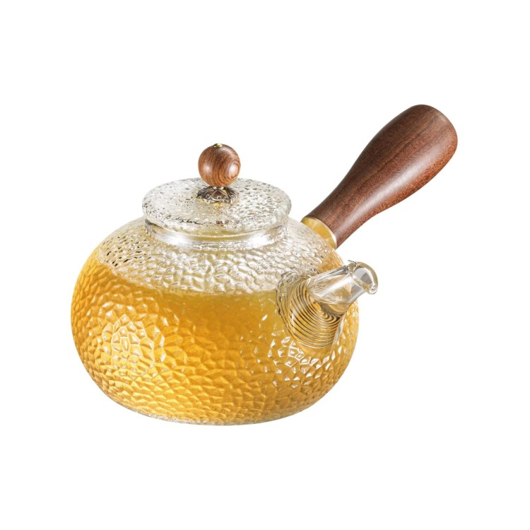 Szklany dzbanek do herbaty „Oriental” 300 ml z drewnianym uchwytem bocznym